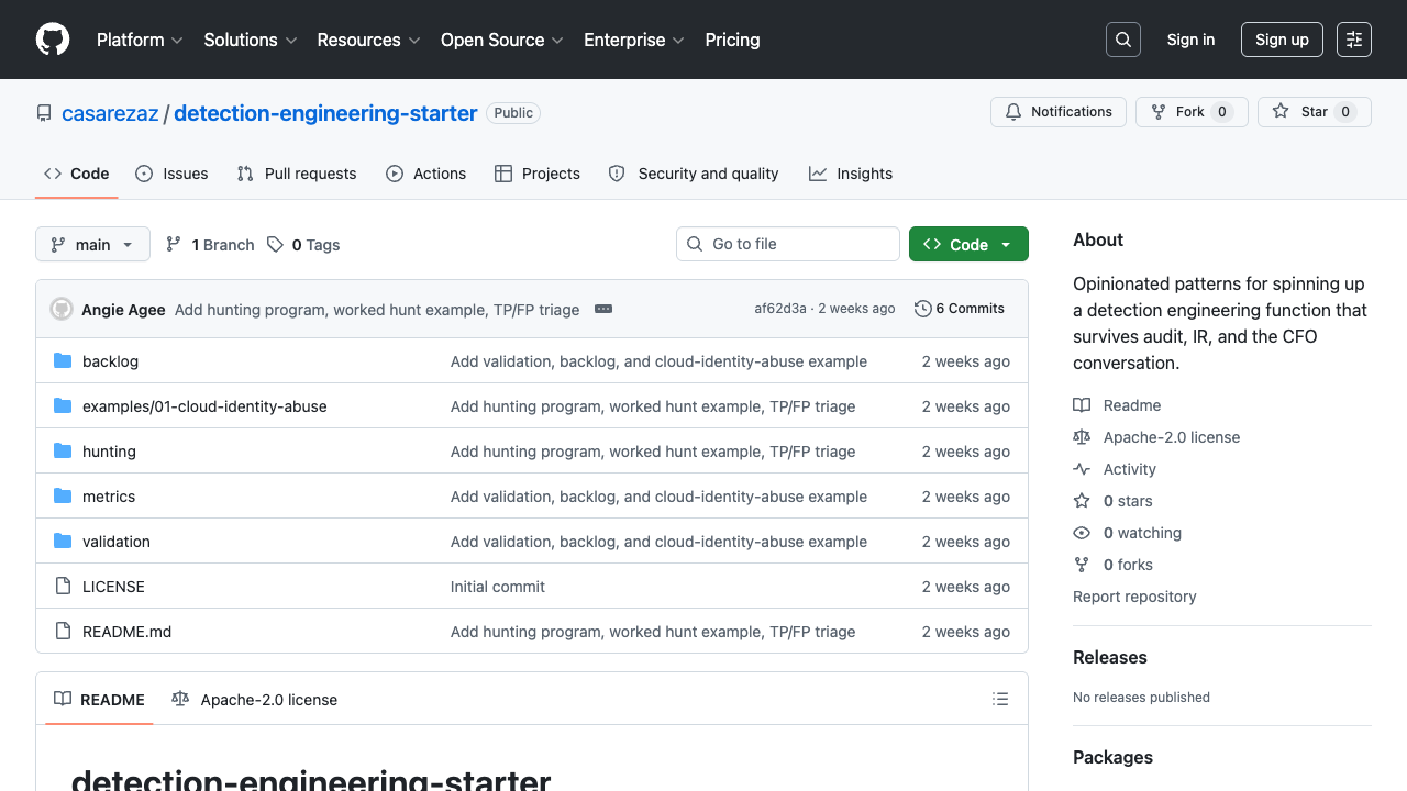 Detection Engineering Starter preview